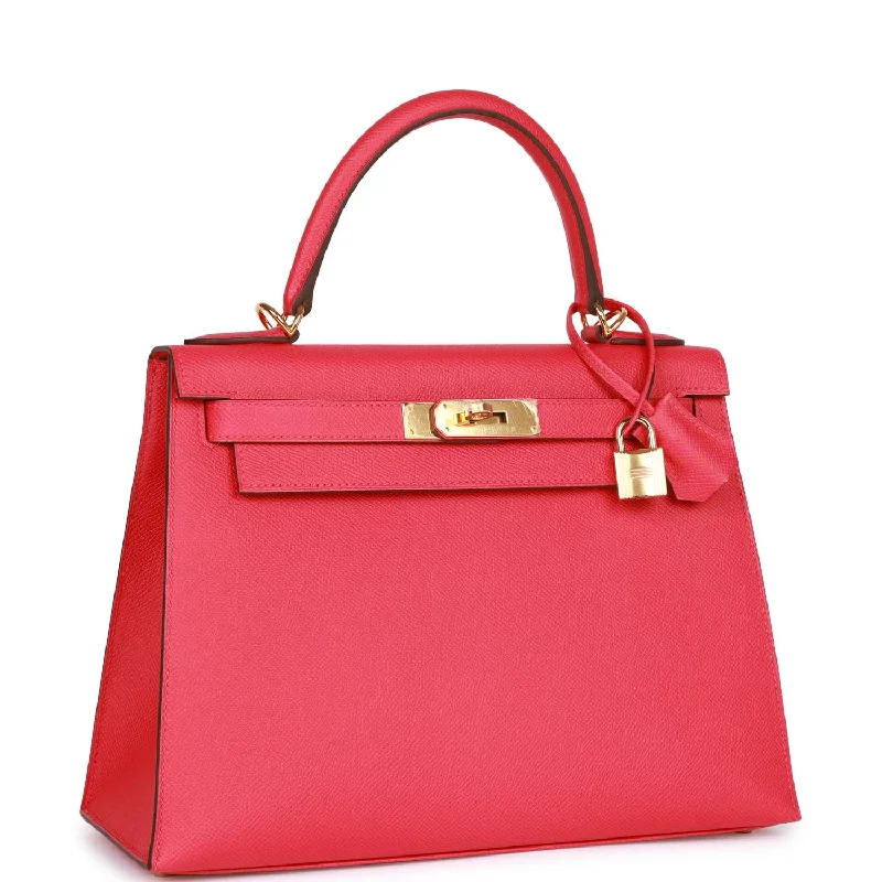 Hermes Kelly Sellier 28 Rose Extreme Epsom Gold Hardware