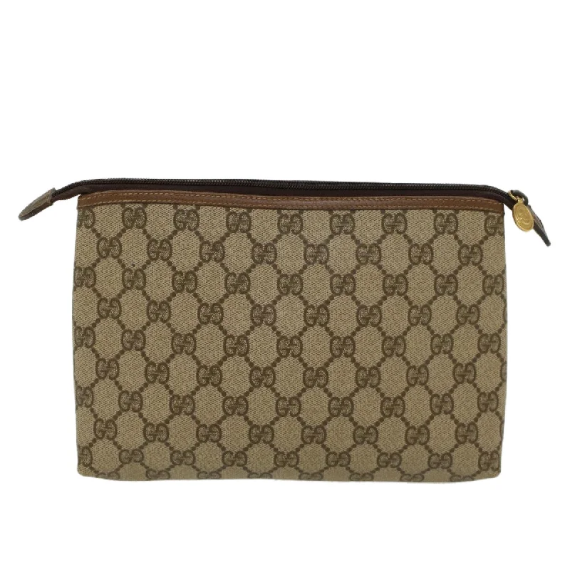 GUCCI GG Canvas Clutch Bag PVC Leather Beige 0141156088 4021  ep901