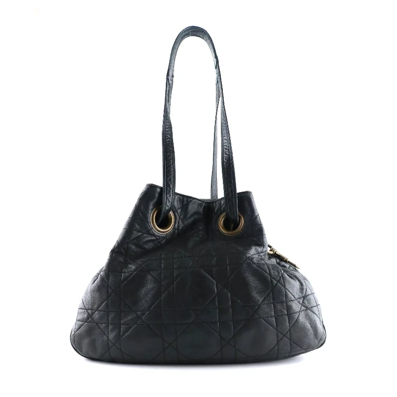 DIOR - Sac sceau cannage vintage en cuir noir